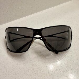 Versace Black Shield Sunglasses Wrap Around Medusa Italy Designer